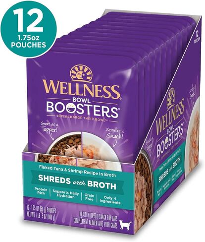 وعاء العافية المعزز للقطط الرطبة، سمك التونة والروبيان في المرق، 1.75 أونصة (عبوة من 12 قطعة) in Kuwait