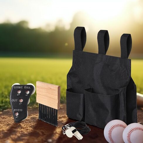 طقم معدات حكم البيسبول مكون من 4 قطع يتضمن مؤشر الحكم وفرشاة وحقيبة كرة | مجموعة اكسسوارات الحكم in Kuwait