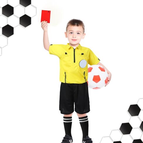 نيوكوت 11 قطعة طقم حكم كرة القدم للأطفال، حزمة حكم الأطفال، مجموعة تروس الحكم، زي حكم الهالوين للأطفال، قميص الحكم، صفارة الحكم مع حبل قصير، بطاقة علم كرة القدم لكرة القدم in Saudi Arabia