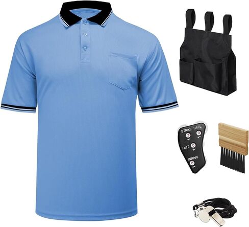 5 قطعة مجموعة تروس البيسبول البيسبول بما في ذلك قميص الحكم مؤشر فرشاة الكرة حقيبة صافرة للرجال الحكم in Kuwait