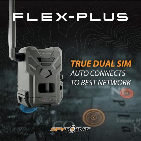 SPYPOINT Flex-Plus Cellular Trail Camera, 36MP Photos and 1080p Videos w/Sound, Double The Battery Capacity, GPS-Enabled, Dual-SIM LTE Connectivity, 100' Flash & Detection Range, 4 Capture Modes in Kuwait