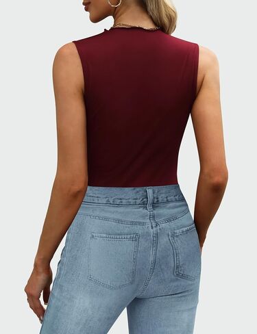 Womens Mock Neck Tank Tops Dressy Summer Sleeveless Ruched Shirts Sexy Casual Slim Fit Trendy Tops Blouses in Saudi Arabia