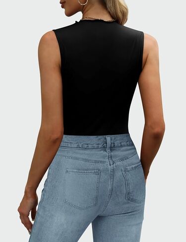 Womens Mock Neck Tank Tops Dressy Summer Sleeveless Ruched Shirts Sexy Casual Slim Fit Trendy Tops Blouses in Saudi Arabia