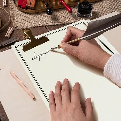 مجموعة قرطاسية 150 قطعة مع أظرف (100 ورقة + 50 ظرفًا) لكتابة الرسائل والأوراق الورقية والأظرف (تصميم الحدود السوداء) in Kuwait