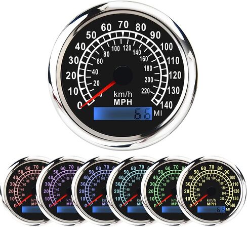 GPS Speedometer Odometer Black Waterproof, Speedometer for Car Boat Motorcycle fit 9-32V 85mm (140/220-7Color) in Saudi Arabia