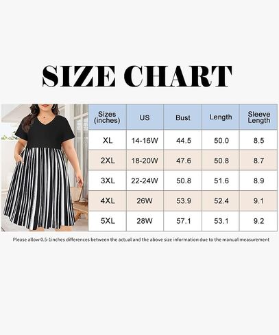 CARCOS Plus Size Dresses for Women Summer Short Sleeve V Neck Patchwork Dresseses XL-5XL in Kuwait