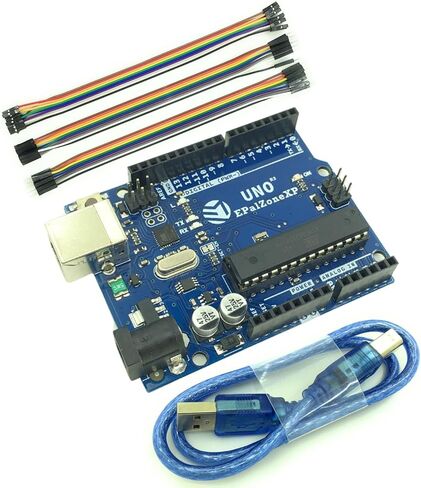 UNO R3 Board ATmega328P Atmega16U2 + USB Cable + 30pcs 20cm Dupont Wires (Arduino-Compatible) for Arduino IDE in Kuwait