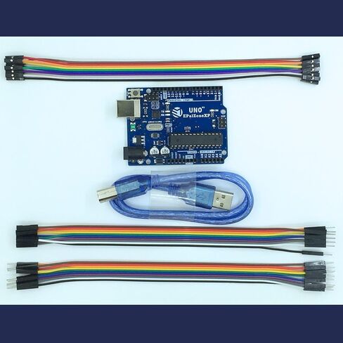 UNO R3 Board ATmega328P Atmega16U2 + USB Cable + 30pcs 20cm Dupont Wires (Arduino-Compatible) for Arduino IDE in Kuwait
