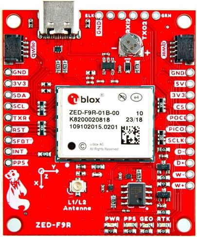 مجموعة SparkFun GPS-RTK Dead Reckoning Kit (U.FL) ZED-F9R وGPS في الوقت الفعلي، لوحة GPS عالية الدقة، دمج المستشعر، الأبعاد: (1.7 بوصة × 2.0 بوصة) جهد التشغيل: 5 فولت أو 3.3 فولت in Saudi Arabia
