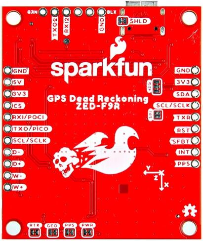 مجموعة SparkFun GPS-RTK Dead Reckoning Kit (U.FL) ZED-F9R وGPS في الوقت الفعلي، لوحة GPS عالية الدقة، دمج المستشعر، الأبعاد: (1.7 بوصة × 2.0 بوصة) جهد التشغيل: 5 فولت أو 3.3 فولت in Saudi Arabia