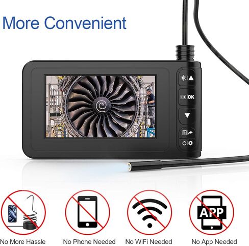 المنظار الصناعي، كاميرا SKYBASIC الرقمية Borescope Sewer Camera IP67 مقاومة للماء 4.3 بوصة شاشة LCD HD كاميرا فحص ثعبان مع 6 مصابيح LED، كابل شبه صلب، بطاقة 32 جيجابايت وأداة -16.5FT in Kuwait