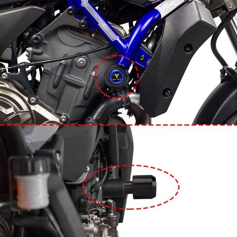 Compatible with Yamaha MT-07 2014-2024 FZ07 Tracer 700/7/GT Motorcycle Frame Anti-Collision Falling Protection Slider Crash mt07 mt 07 Accessories (Black) in Saudi Arabia