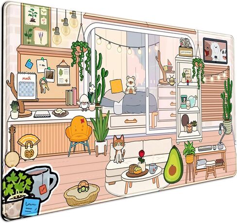 kawaii الأخضر مكتب حصيرة لطيف لوحة الماوس اليابانية، والزهور والنباتات لوحة المفاتيح حصيرة، أنيمي جماليات لوحة الماوس كبيرة xxl الألعاب مكتب وسادة xl مكتب ديكور المنزل للنساء الفتيات لوحة المفاتيح لوحة المفاتيح 31.5 "x15.75" in Kuwait