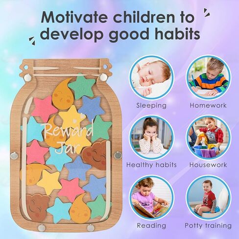 Reward Jar for Kids Toddlers, Potty Chart Behavior Reward Chart and Chore Chart for Boys Girls Home Potty Training Stars Reward Bottle Incentive Chart Classroom Management Tool Motivate Responsibility in Saudi Arabia