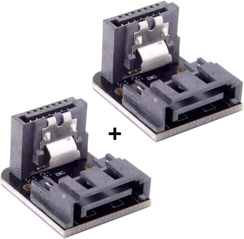 Cablecc Dual SATA 7Pin Female to 90 Degree Angled 7Pin Male Vertical Adapter Low Profile for Desktops SSD HDD Mainboard Motherboard in Saudi Arabia