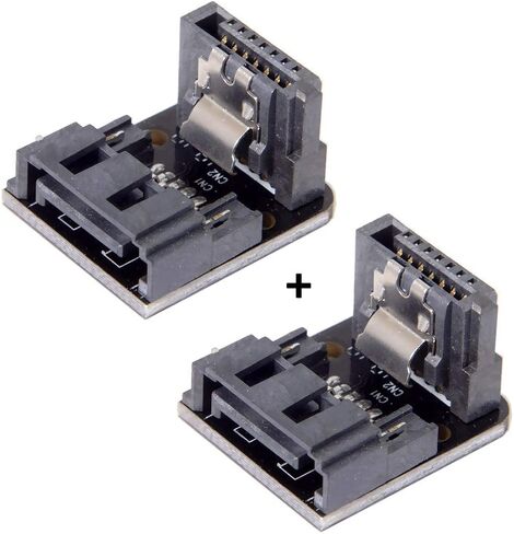 Cablecc Dual SATA 7Pin Female to 90 Degree Angled 7Pin Male Vertical Adapter Low Profile for Desktops SSD HDD Mainboard Motherboard in Saudi Arabia