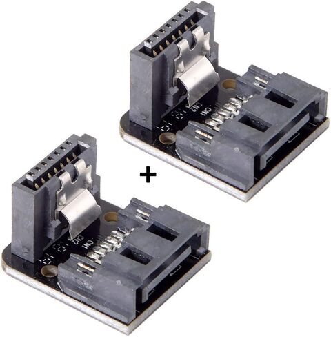 Cablecc Dual SATA 7Pin Female to 90 Degree Angled 7Pin Male Vertical Adapter Low Profile for Desktops SSD HDD Mainboard Motherboard in Saudi Arabia