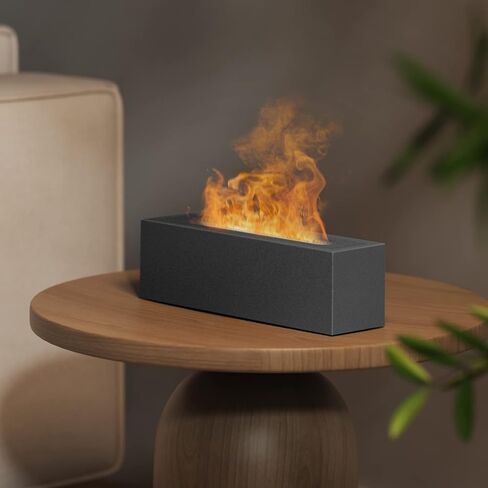 Shiawase Oil Diffuser, 200ml Flame Essential Oil Diffuser/Humidifier, Bedrock Fire Air Scent Diffuser for Home, Kids Room, Bedroom, Aroma Diffuser with 2 Light Modes, Waterless Auto Off-Grey in Kuwait