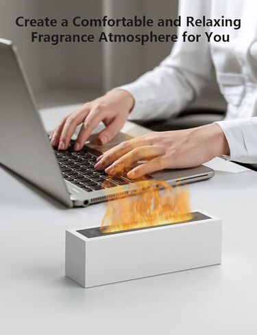 Shiawase Oil Diffuser, 200ml Flame Essential Oil Diffuser/Humidifier, Bedrock Fire Air Scent Diffuser for Home, Kids Room, Bedroom, Aroma Diffuser with 2 Light Modes, Waterless Auto Off-Grey in Kuwait