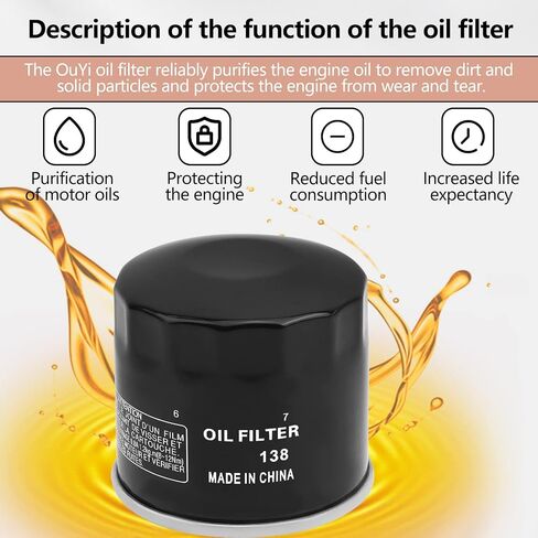 Oil Filter Compatible with Suzuki Eiger 400 LTA400, Kingquad 400 450 500 750 LTA450 LTA500 LTA750,DL650 V-Strom 650 1000,C50 C90 M50 Boulevard M109R,GSXR 600 750 1000 1100,Burgman 650 in Saudi Arabia