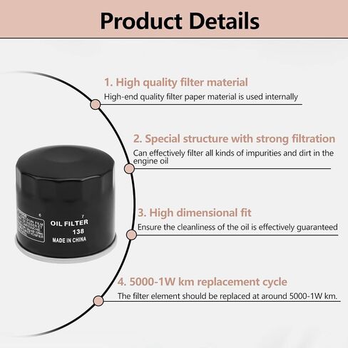 Oil Filter Compatible with Suzuki Eiger 400 LTA400, Kingquad 400 450 500 750 LTA450 LTA500 LTA750,DL650 V-Strom 650 1000,C50 C90 M50 Boulevard M109R,GSXR 600 750 1000 1100,Burgman 650 in Saudi Arabia
