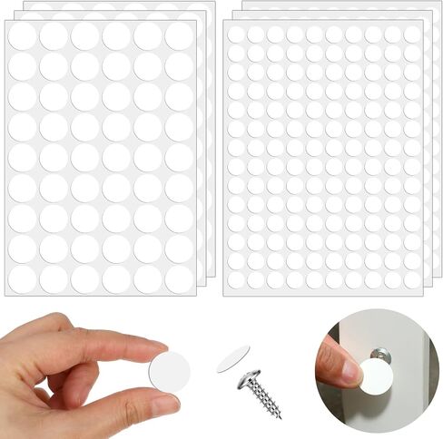 Giantree 582 Pcs Self-Adhesive Screw Hole Stickers, Self-Adhesive Screw Covers Caps Dustproof Sticker Waterproof for Wall Cabinets Bookcase Desk Screws Furniture Repairing White 2 Size (0.83" &0.55") in Saudi Arabia