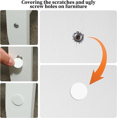 Giantree 582 Pcs Self-Adhesive Screw Hole Stickers, Self-Adhesive Screw Covers Caps Dustproof Sticker Waterproof for Wall Cabinets Bookcase Desk Screws Furniture Repairing White 2 Size (0.83" &0.55") in Saudi Arabia
