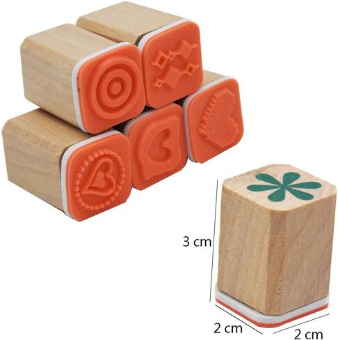 Youkwer 12 قطعة صغيرة لطيفة من الطوابع المطاطية الخشبية اللطيفة DIY مجموعة طوابع سجل القصاصات مع صندوق خشبي (إبزيم نحاسي، قلب) in Kuwait