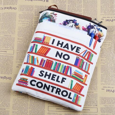 Book Lover Book Sleeve With Pocket Book Worm Gifts Bookmark Sleeve I Have No Shelf Control Book Covers Bookish Gifts Book Protector (SHELF CONTROL) in Saudi Arabia