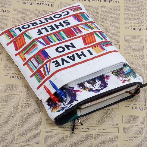 Book Lover Book Sleeve With Pocket Book Worm Gifts Bookmark Sleeve I Have No Shelf Control Book Covers Bookish Gifts Book Protector (SHELF CONTROL) in Saudi Arabia