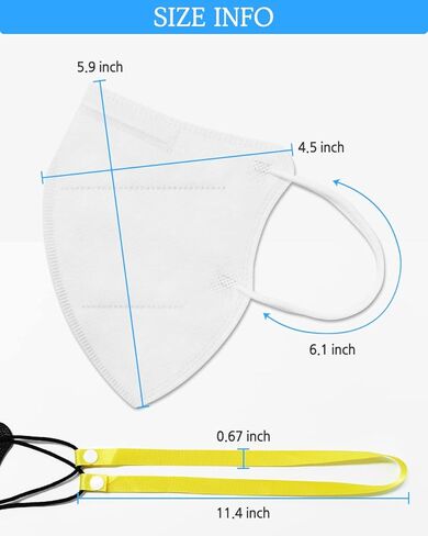 CUTIE MANGO 20Pcs KF94 Daily Disposable ABC Bird Beak Face Mask 3 Layers Protective Filter Safety Cup with Free Mask Strap in Kuwait