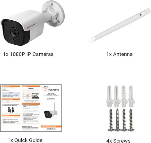 كاميرا TIGERSECU الإضافية لاستخدام نظام أمان WiFi NVR 1080P فقط، مقاومة للطقس، كشف الإنسان بالذكاء الاصطناعي (يُباع مصدر الطاقة بشكل منفصل) in Kuwait