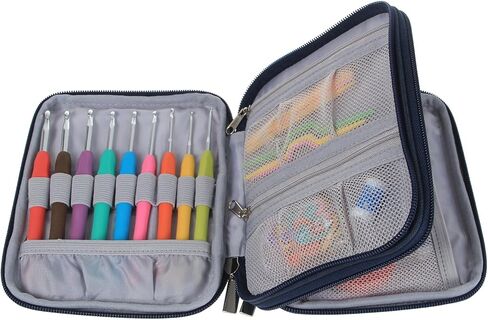 Teamoy Crochet Hooks Set - 9 Pieces Ergonomic Crochet Hooks with Case and Crochet Accessories, Perfect for Arthritic Hands,Cats Blue in Saudi Arabia
