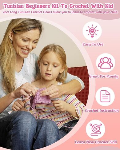 Coopay Tunisian Crochet Kit for Hair Bands, Easy Crochet Starter Kit for Adults/Teens Complete Afghan Crochet Set for Beginners, Ideal Knitting & Crochet Supplies (Pink Series) in Saudi Arabia