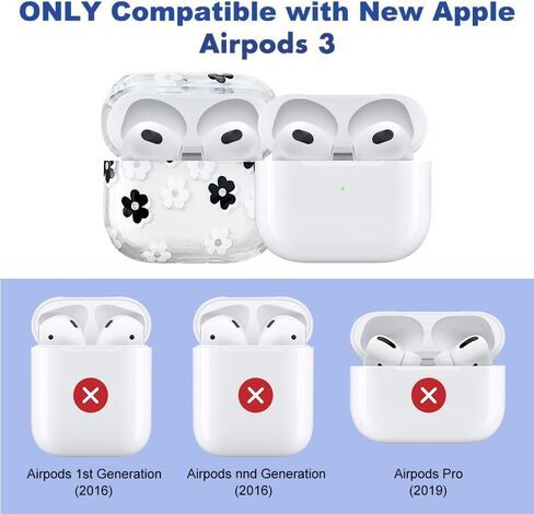 MINSCOSE متوافق مع حافظة AirPods Pro 2 الشفافة، تصميم نمط زهرة كرتونية لطيف مع سلسلة مفاتيح زهرية، حافظة واقية ناعمة من مادة TPU مضادة للصدمات لـ Airpods Pro الجيل الثاني للفتيات والنساء - أبيض in Kuwait