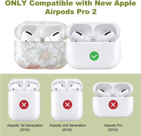 MINSCOSE Compatible with AirPods Pro 3rd Generation Case (2025) with Cleaner Kit,Cute Cartoon Flower Pattern Design with Floral Keychain, Soft TPU Protective Shockproof Case for AirPods Pro 3-White in Kuwait