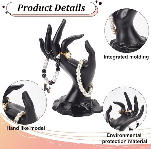 PH PandaHall Ring Holder, Hand Jewelry Holder Resin Ring Display Stand OK Gesture Mannequin Hands Holder for Jewelry Display Storage Ring Bracelet, Home Retail Organization, Black, 1 Piece in Saudi Arabia