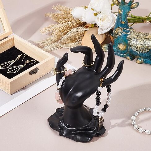 PH PandaHall Ring Holder, Hand Jewelry Holder Resin Ring Display Stand OK Gesture Mannequin Hands Holder for Jewelry Display Storage Ring Bracelet, Home Retail Organization, Black, 1 Piece in Saudi Arabia
