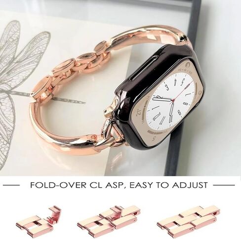 Gold Slim Band Compatible Apple Watch Metal Starlight Bracelet Women 38mm 40mm 41mm 46mm 42mm 44mm 45mm 49mm.Jullstar Stainless Steel Dressy Bling Silver Thin Bangle for iphone Watch Wristband Series Ultra 11 10 9 8 7 6 5 4 SE 3 2 1 in Saudi Arabia