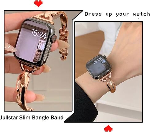 Gold Slim Band Compatible Apple Watch Metal Starlight Bracelet Women 38mm 40mm 41mm 46mm 42mm 44mm 45mm 49mm.Jullstar Stainless Steel Dressy Bling Silver Thin Bangle for iphone Watch Wristband Series Ultra 11 10 9 8 7 6 5 4 SE 3 2 1 in Saudi Arabia