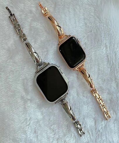 Gold Slim Band Compatible Apple Watch Metal Starlight Bracelet Women 38mm 40mm 41mm 46mm 42mm 44mm 45mm 49mm.Jullstar Stainless Steel Dressy Bling Silver Thin Bangle for iphone Watch Wristband Series Ultra 11 10 9 8 7 6 5 4 SE 3 2 1 in Saudi Arabia