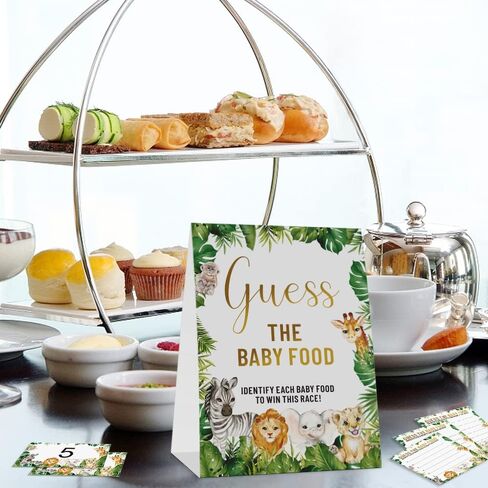 مجموعة ألعاب استحمام الطفل Guess The Baby Food (علامة واحدة + 25 بطاقة إجابة + 6 بطاقات أرقام)، لعبة استحمام الطفل في الغابة سفاري على شكل حيوان، حمام الطفل في الغابة/ ديكور لحفلات الكشف عن الجنس in Kuwait