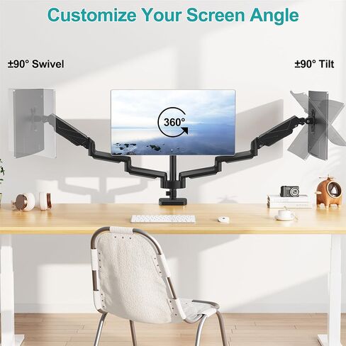 حامل شاشة ثلاثي، حامل شاشة مكتبي لـ 3 شاشات كمبيوتر حتى 32 بوصة، ذراع شاشة ثلاثي مع زنبرك غاز، حامل شاشة عالي التحمل يحمل ما يصل إلى 17.6 رطل لكل واحدة، حامل Vesa 75x75، 100x100 in Kuwait