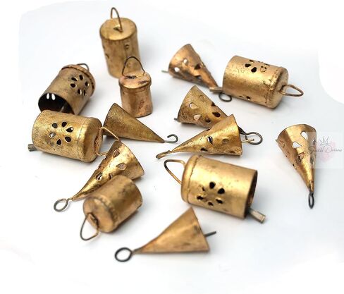 Shabby Chic Bells 20 Pieces Made of Tin Mix Rustic Small Cow Bells for Crafts Christmas Tree Jingle Hanging Bells in Kuwait