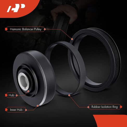 A-Premium Engine Harmonic Balancer Crankshaft Pulley Compatible with Hyundai Sonata 2015-2017/2019, Santa Fe, Santa Fe Sport, Tucson, Veloster & Kia Sorento, Sportage, Stinger, L4 2.0L 2.4L in Saudi Arabia