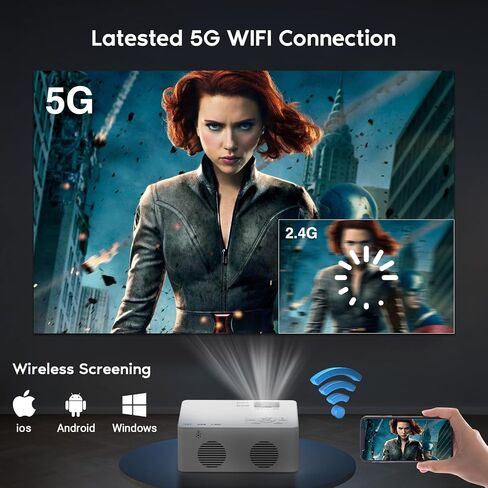 Mini Projector with 5G WiFi and Bluetooth (with Tripod), 1080P Supported Outdoor Projector, Portable Movie Projector Compatible with TV Stick, iOS, Android, PS5, HDMI, USB in Saudi Arabia