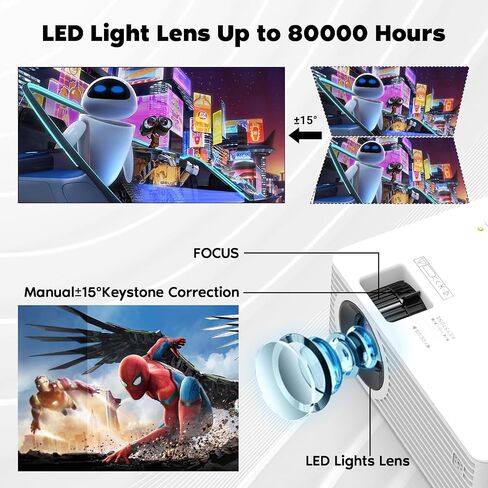 Mini Projector with 5G WiFi and Bluetooth (with Tripod), 1080P Supported Outdoor Projector, Portable Movie Projector Compatible with TV Stick, iOS, Android, PS5, HDMI, USB in Saudi Arabia
