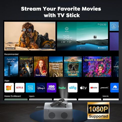 Mini Projector with 5G WiFi and Bluetooth (with Tripod), 1080P Supported Outdoor Projector, Portable Movie Projector Compatible with TV Stick, iOS, Android, PS5, HDMI, USB in Saudi Arabia