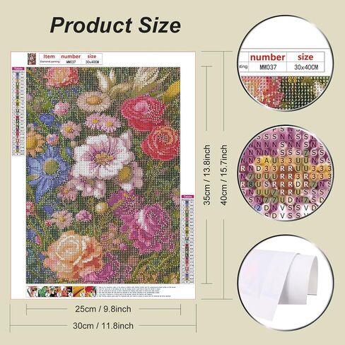 مجموعات الرسم الفني الماسي من WSLWXSHM للبالغين، مجموعات فنية ماسية دائرية كاملة الحفر، طلاء DIY 5D مع الحرف الماسية لهدايا تزيين الحائط المنزلي 12×16 بوصة، زهرة in Saudi Arabia