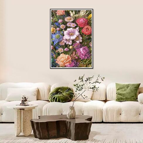 مجموعات الرسم الفني الماسي من WSLWXSHM للبالغين، مجموعات فنية ماسية دائرية كاملة الحفر، طلاء DIY 5D مع الحرف الماسية لهدايا تزيين الحائط المنزلي 12×16 بوصة، زهرة in Saudi Arabia
